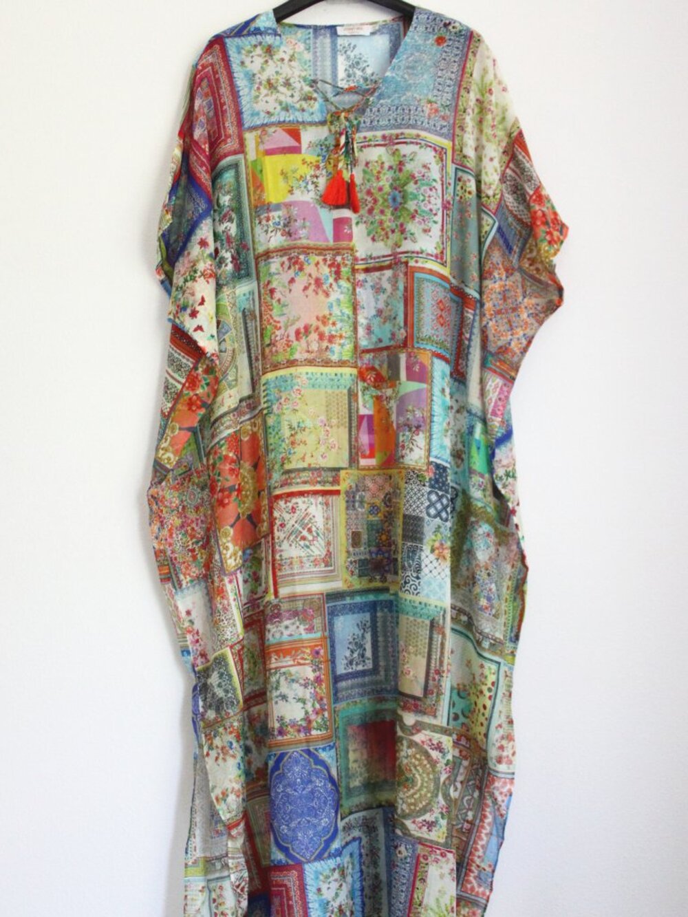 NEW JOHNNY WAS Bella Lace Up Maxi Kaftan Dress Bohemian Size 2X